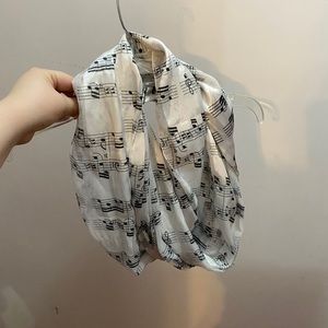 Silk feel music note infinity scarf